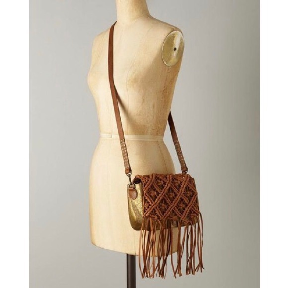 Anthropologie fringe leather braided crossbody bag - Picture 1 of 16